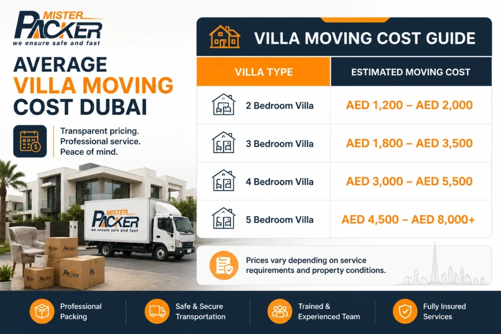 Average Villa Moving Cost Dubai 2026